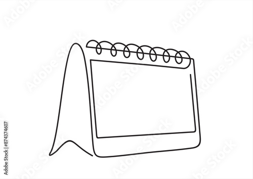 continuous one line drawing of the desktop calendar, memorable date, holiday, day of the week and weekend.