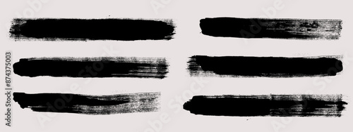 Brush strokes vector. Set of text boxes. Paintbrush collection. Grunge design elements. Dirty texture banners. Painted rectangles and long strokes