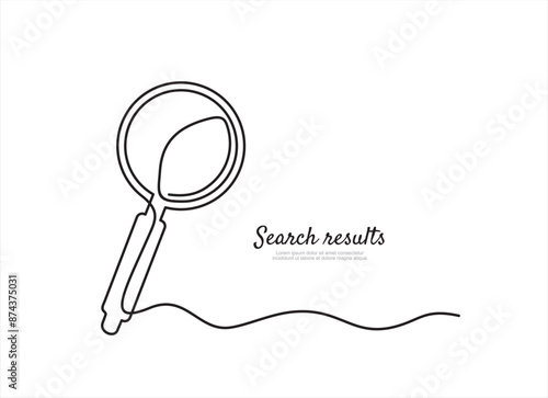 Magnifying glass in continuous one line drawing. Concept of Business analysis in simple outline style. Used for logo, emblem, web banner, presentation. Doodle Vector Illustration	