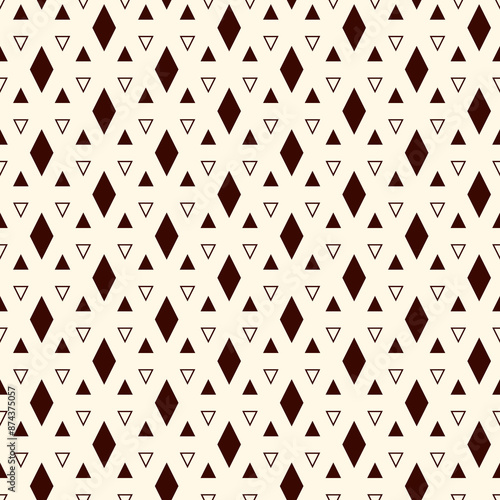Contemporary geometric pattern. Repeated triangles ornament. Modern geo abstract background. Seamless surface design. Mosaic wallpaper. Digital paper, textile print. Vector illustration