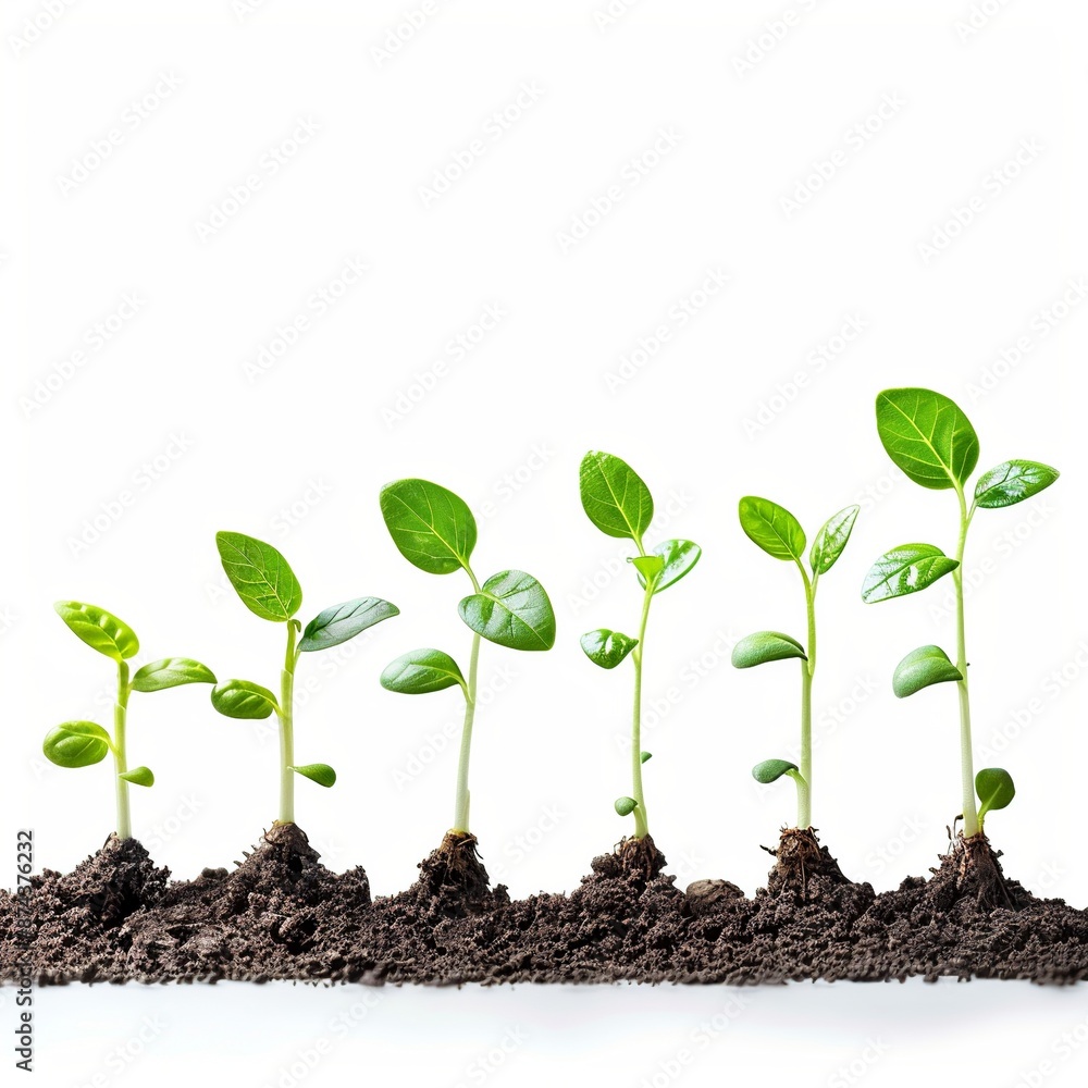 Embark on a visual narrative depicting the development of a young plant sprout through various growth stages, symbolizing resilience and renewal. Each of the eight images captures a distinct phase Embark on a visual narrative depicting the development of a young plant sprout through various growth stages, symbolizing resilience and renewal. Each of the eight images captures a distinct phase