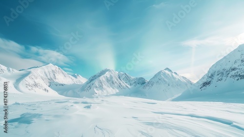 Snowy Mountain Range in the Arctic © sadewotito