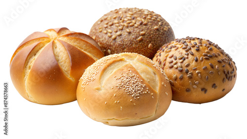 Four different types of bread are shown, with one of them being a bagel