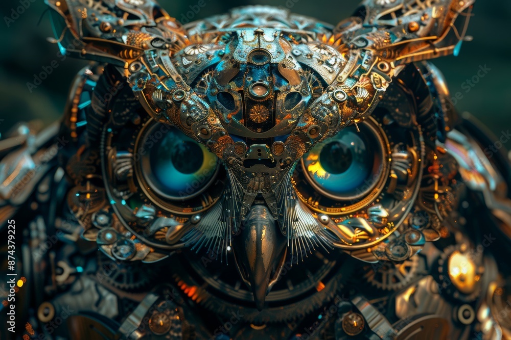 Fototapeta premium steampunk robot owl