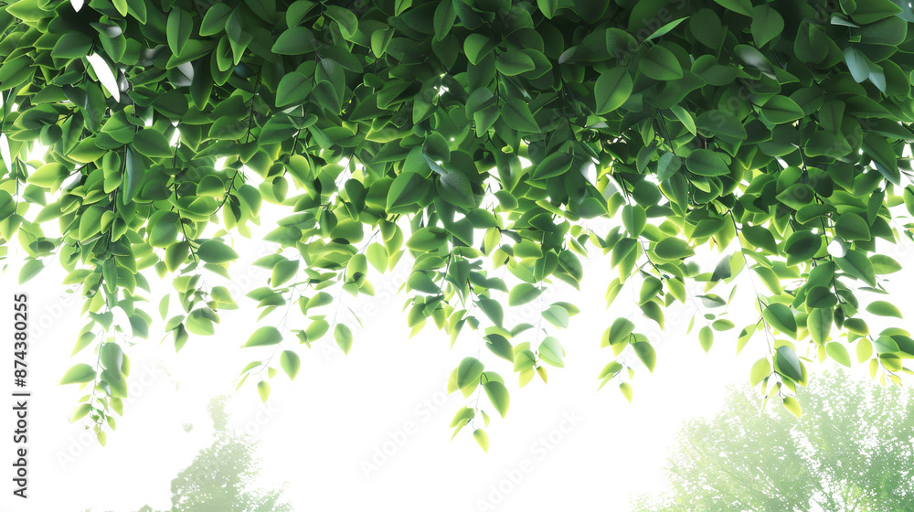 Green Leaves Hanging Branch Isolated on White Background, Png File Green Leaves Hanging Branch Isolated on White Background, Png File