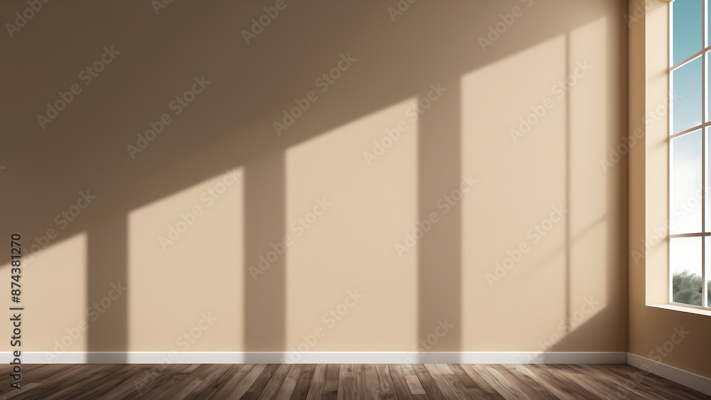 empty beige wall background with shadow from the window for product presentation empty beige wall background with shadow from the window for product presentation