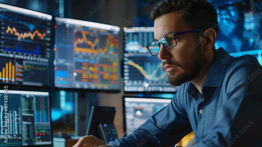 Financial analyst working with synthetic data for risk assessment Financial analyst working with synthetic data for risk assessment
