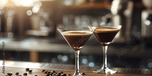 Wallpaper Mural Espresso Martinis Served on a Bar Counter with Coffee Beans in the Background. Concept Cocktail Photography, Espresso Martinis, Bar Counter, Coffee Beans, Stylish Drinks Torontodigital.ca