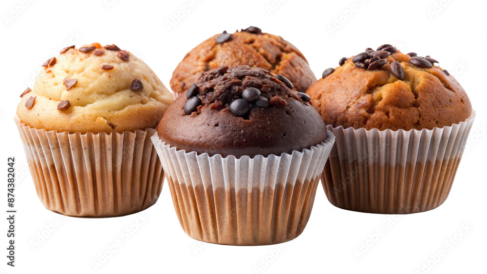 Four muffins with different toppings Four muffins with different toppings
