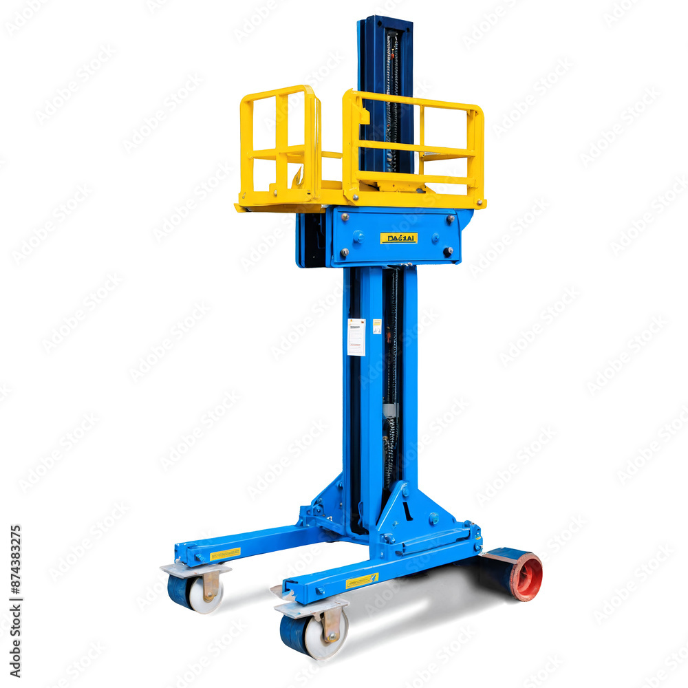 A large mechanical lifting device featuring a cablike front section and a long symmetrical frame for supporting pallets and other loads.. A large mechanical lifting device featuring a cablike front section and a long symmetrical frame for supporting pallets and other loads..