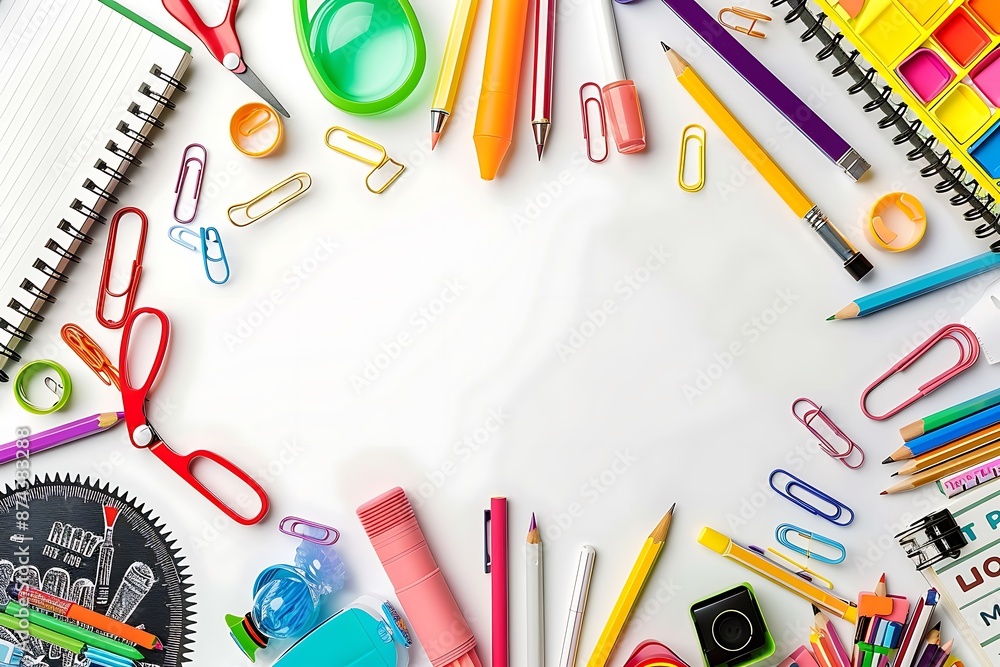 school stationery isolated on white school stationery isolated on white