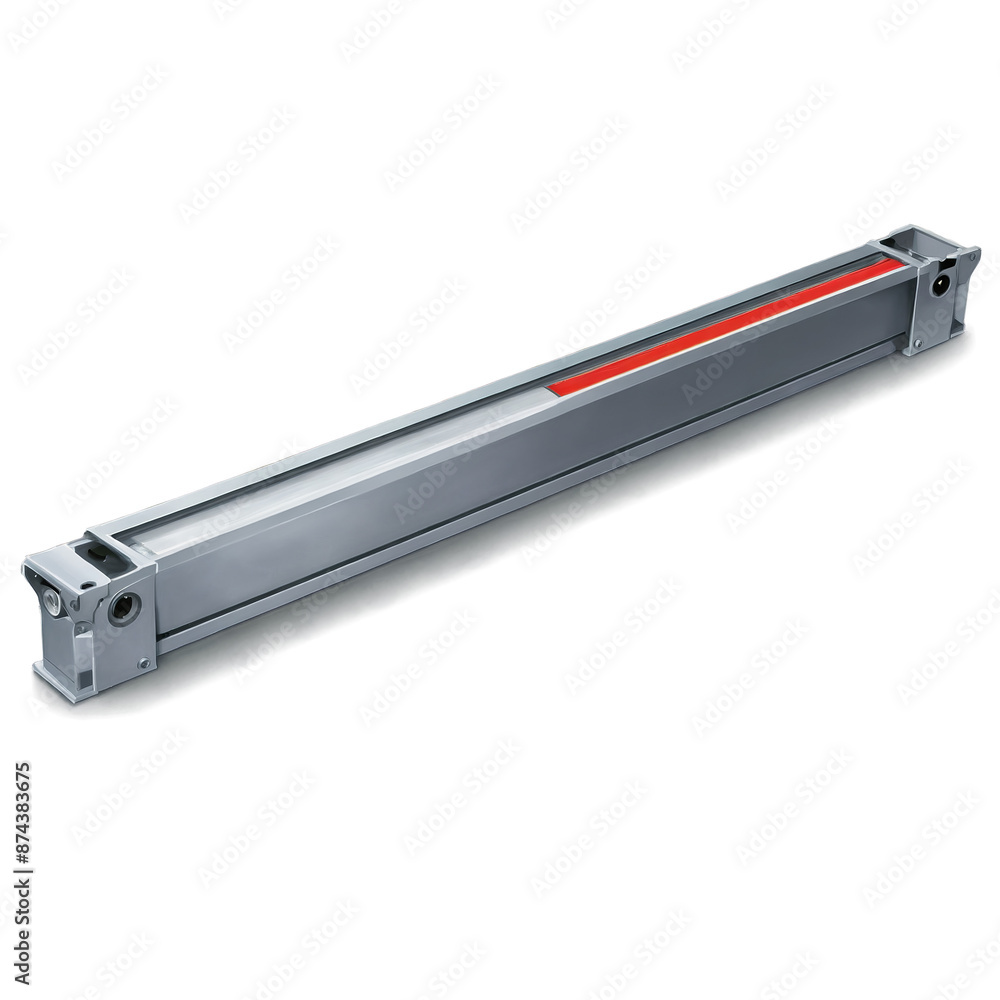 A leveler with a horizontal tube filled with a light substance and two red lines depicting true horizontal alignment.. A leveler with a horizontal tube filled with a light substance and two red lines depicting true horizontal alignment..
