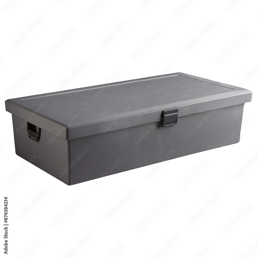 A discreet storage box with a flat hinged lid that can slide under a bed. The box is made of a sy plastic material and has a textured design on the lid for added style.. A discreet storage box with a flat hinged lid that can slide under a bed. The box is made of a sy plastic material and has a textured design on the lid for added style..