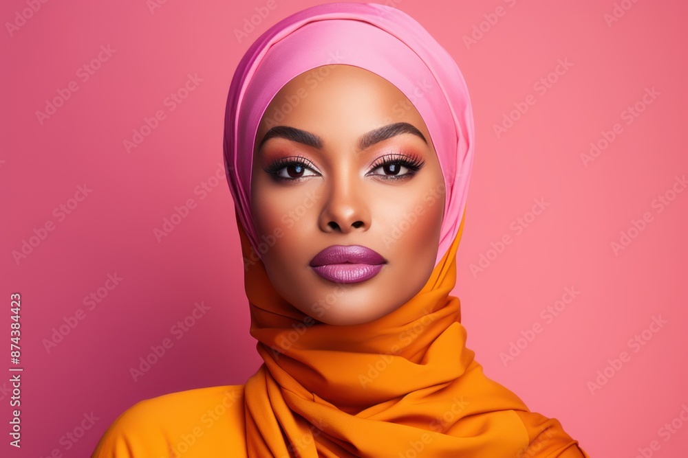 Portrait of a young muslim woman wearing a hijab, islamic fashion and culture Portrait of a young muslim woman wearing a hijab, islamic fashion and culture