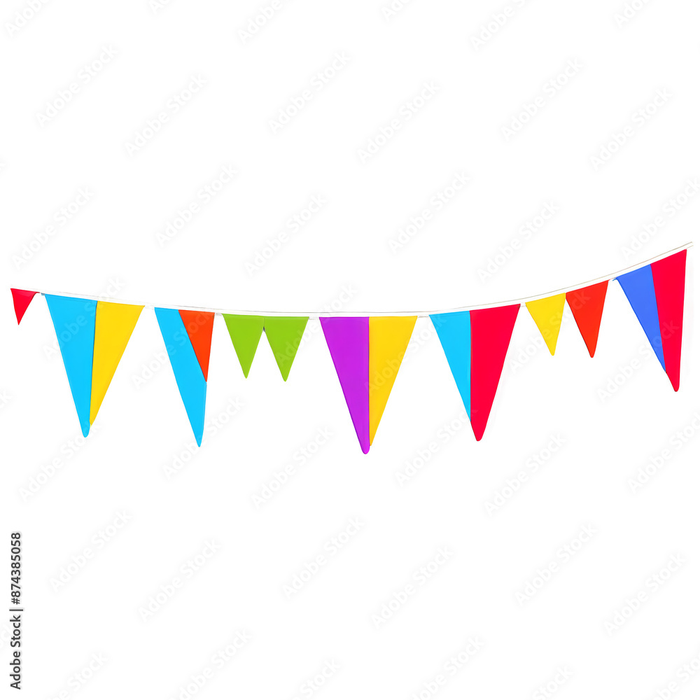 Fototapeta premium A long string of colorful triangular flags with each flag featuring a different vibrant pattern..