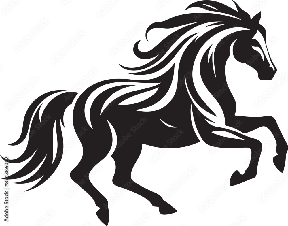 Horse illustration and silhouette Horse illustration and silhouette