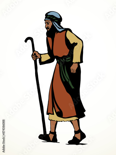 Vector drawing. Jewish man walk