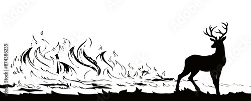 Bright fire. Vector drawing pattern