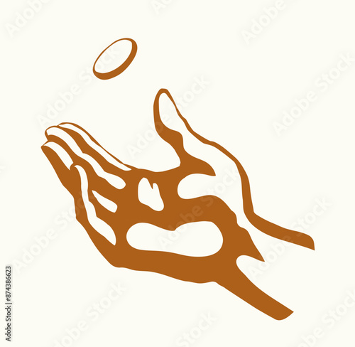 Vector drawing. The hand draws lots