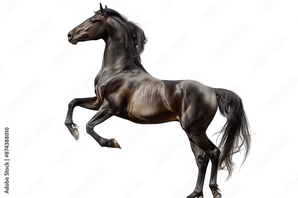 Fototapeta premium black stallion isolated on white background