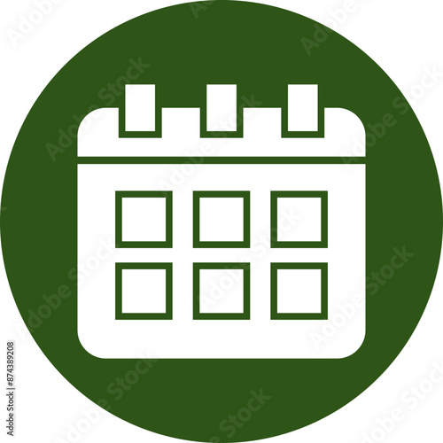 Calendar Glyph Green Circle Icon