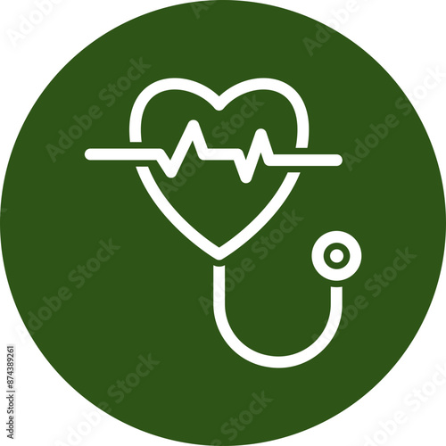 Cardiology Glyph Green Circle Icon