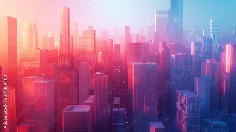 Urban Gradients Cityscape: A 3D illustration depicting gradients in an urban environment Urban Gradients Cityscape: A 3D illustration depicting gradients in an urban environment