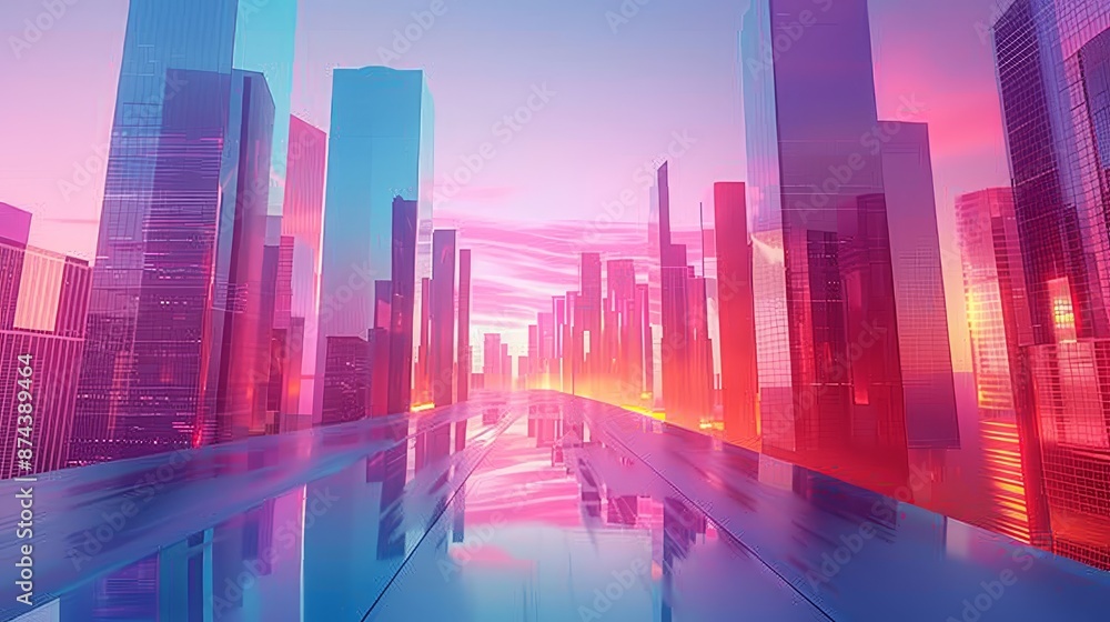 Urban Gradients Futuristic Architecture: A 3D illustration featuring gradients in futuristic urban architecture Urban Gradients Futuristic Architecture: A 3D illustration featuring gradients in futuristic urban architecture