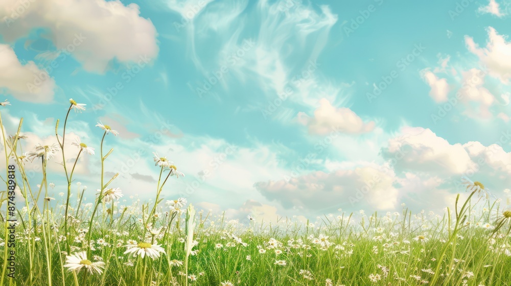 Obraz premium Daisies Under a Blue Summer Sky