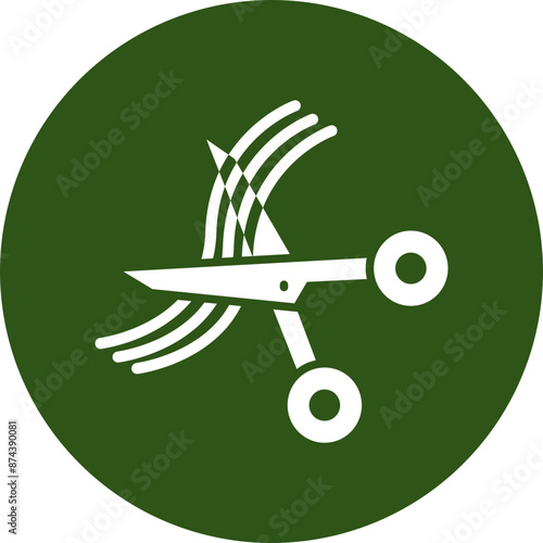 Hair Cuting Glyph Green Circle Icon