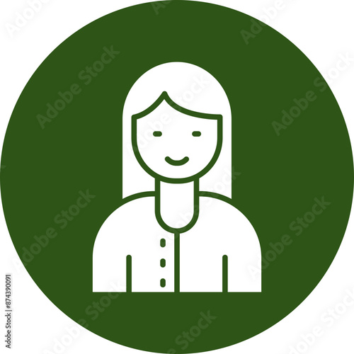 Woman Glyph Green Circle Icon
