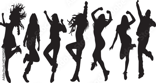  People dancing silhouette set