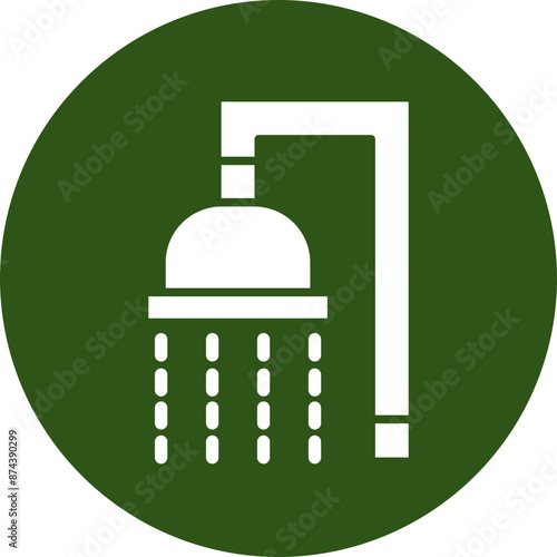 Shower Glyph Green Circle Icon