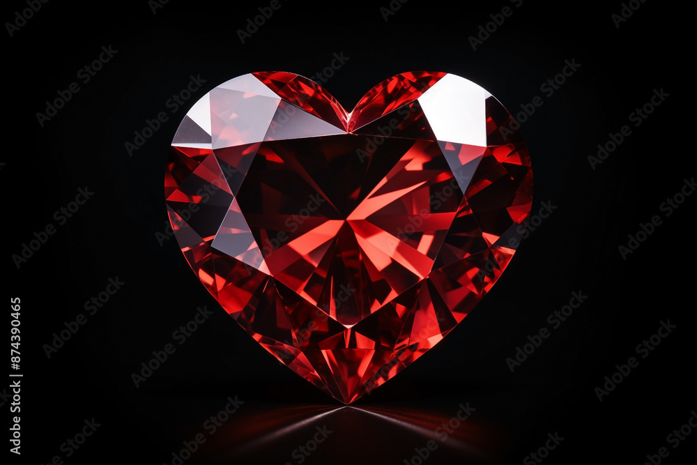 Fototapeta premium red diamond crystal in shape of heart symbol of love