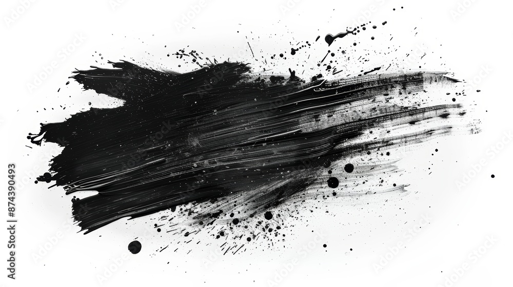 Vibrant Black Paint Splash on White Background Generative AI Vibrant Black Paint Splash on White Background Generative AI