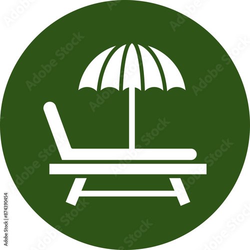 Sunbed Glyph Green Circle Icon