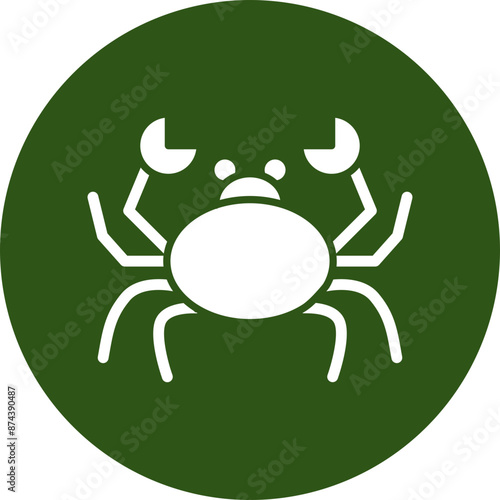 Crab Glyph Green Circle Icon
