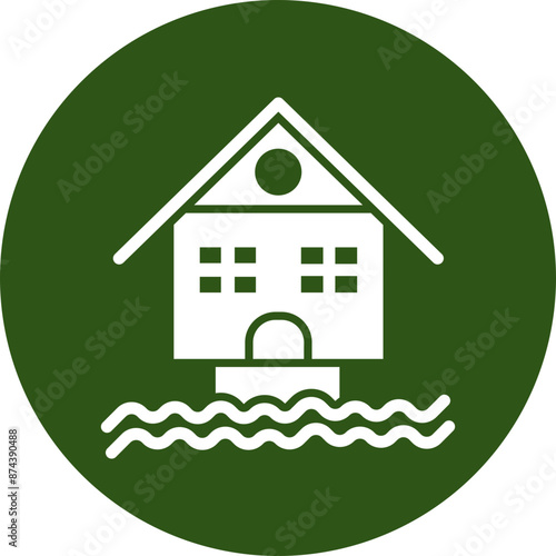 Resort Glyph Green Circle Icon