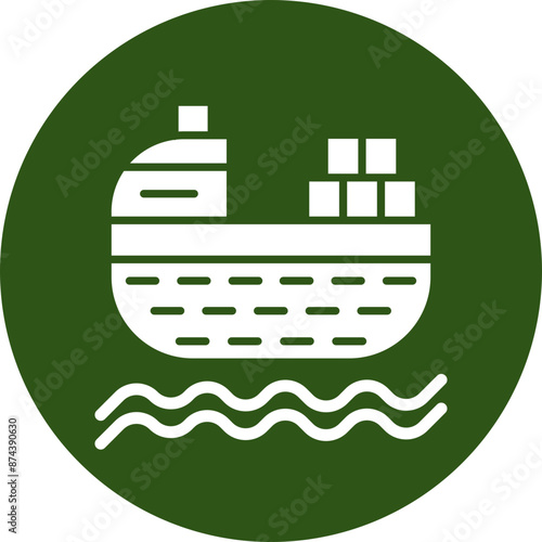 Ship Glyph Green Circle Icon