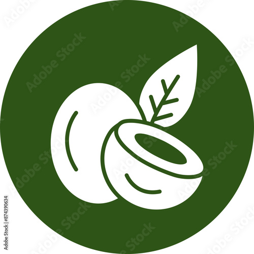 Coconut Glyph Green Circle Icon