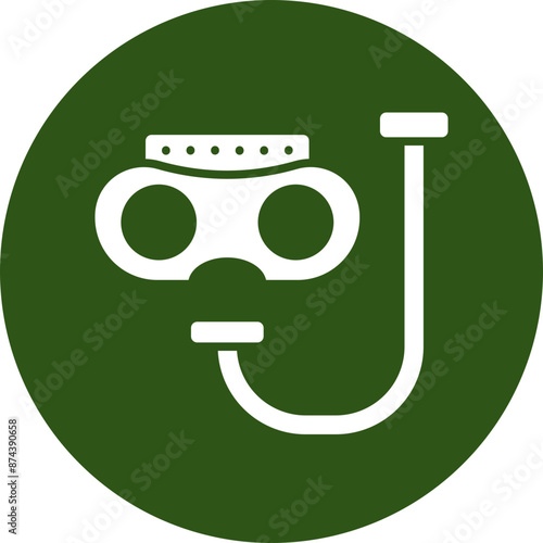 Snorkel Glyph Green Circle Icon