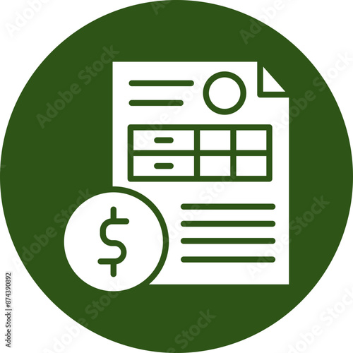 Invoice Glyph Green Circle Icon