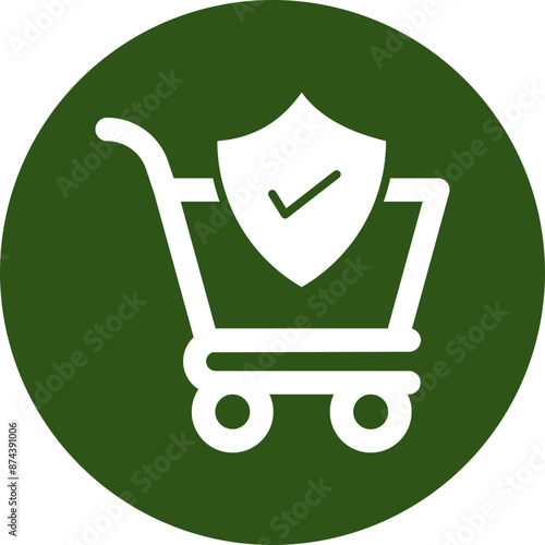 Secure Shopping Glyph Green Circle Icon
