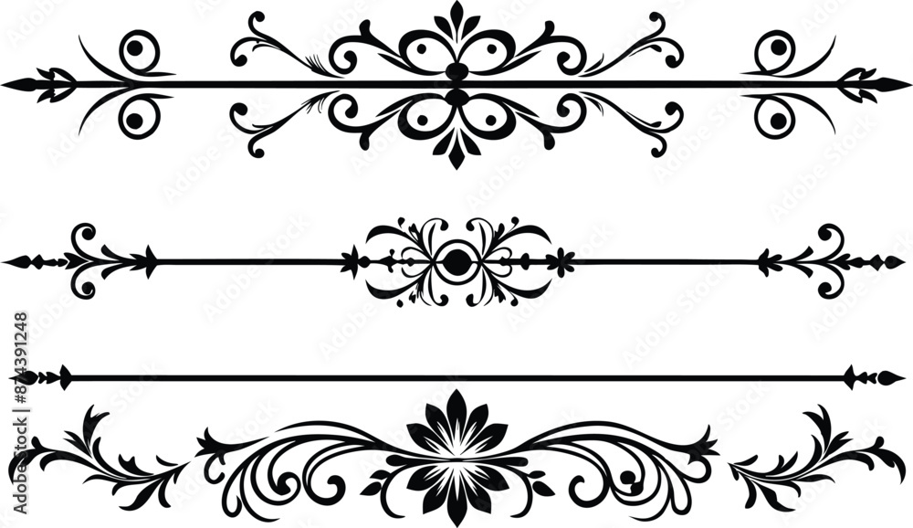 set of decorative divider elements illustration black and white set of decorative divider elements illustration black and white