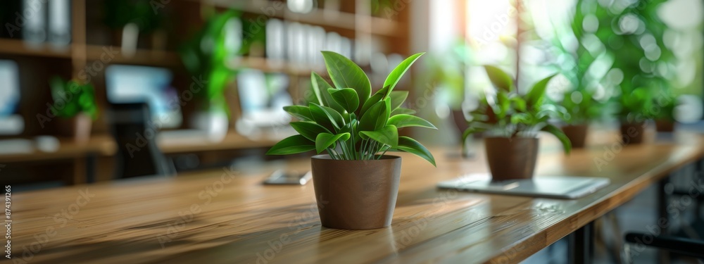 Eco-Friendly Office with Plants - Green Environment, Lush Vegetation, Productive Workplace, Startup Company Eco-Friendly Office with Plants - Green Environment, Lush Vegetation, Productive Workplace, Startup Company