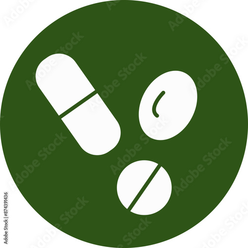 Capsules Glyph Green Circle Icon