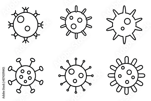 Virus Line Art Illustration Minimalist Drawing of Infectious Agent