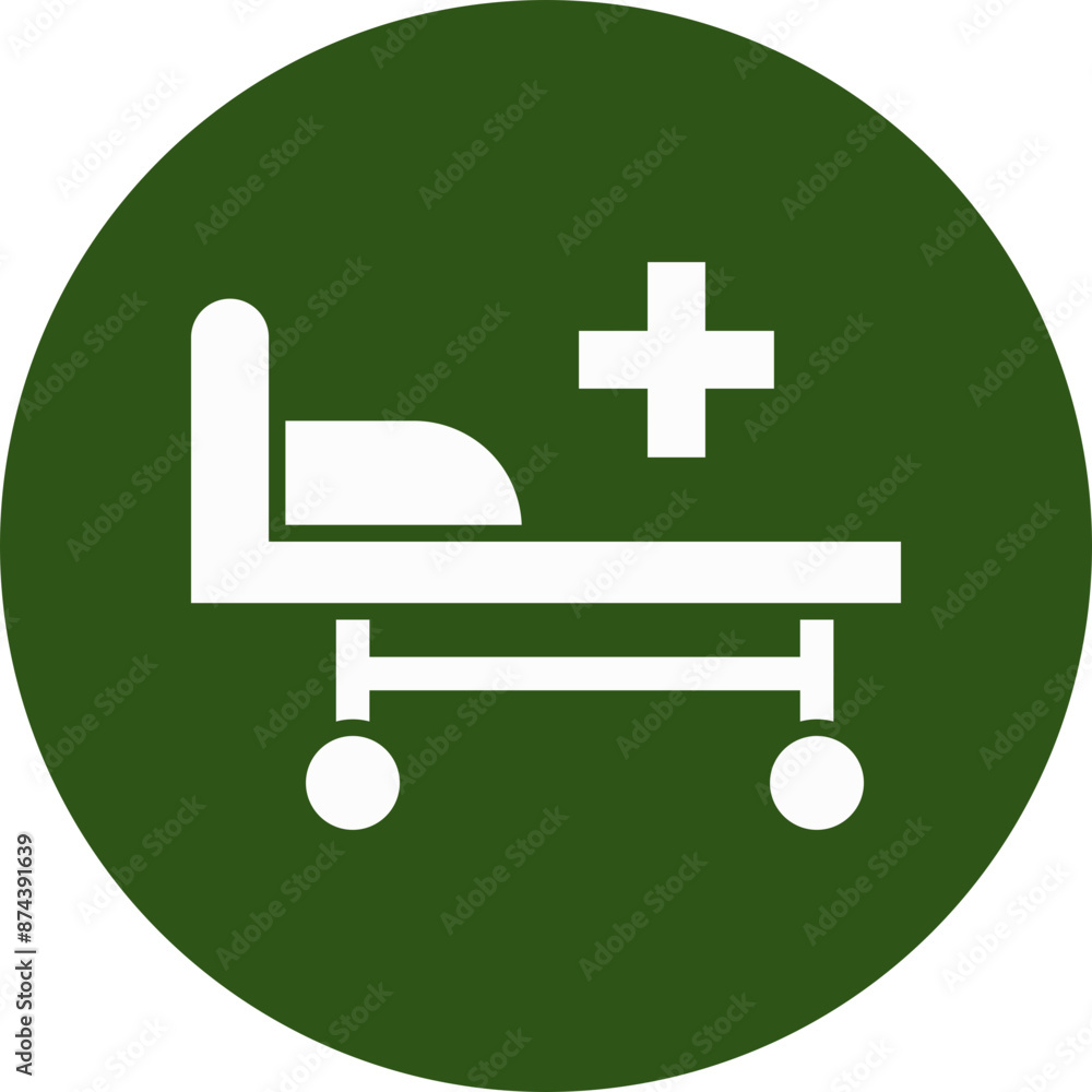 Fototapeta premium Hospital Bed Glyph Green Circle Icon