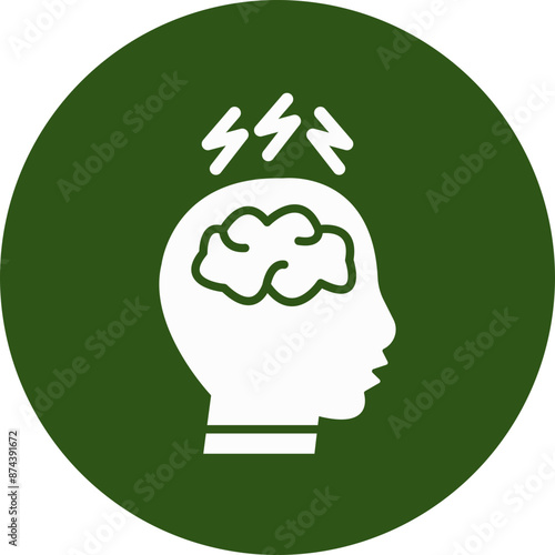 Migraine Glyph Green Circle Icon