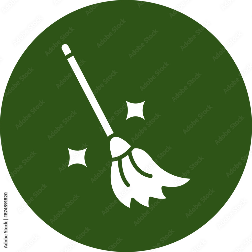 Witch Broom Glyph Green Circle Icon Witch Broom Glyph Green Circle Icon